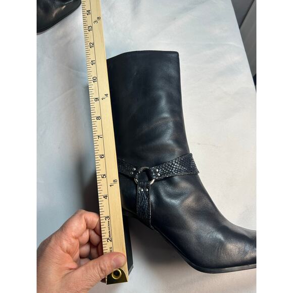 Vintage 90s Vis a Vie black chunky Square Toe Mid calf boot size 8.5 - Picture 7 of 13